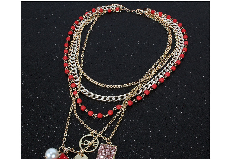 Fashion Gold Multi-layer Alloy Love Love Necklace,Multi Strand Necklaces