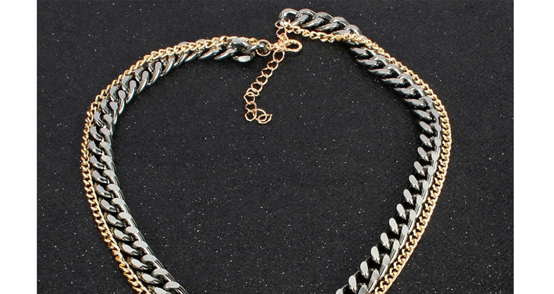 Fashion Gun Black Triangle Pendant Double Necklace,Multi Strand Necklaces