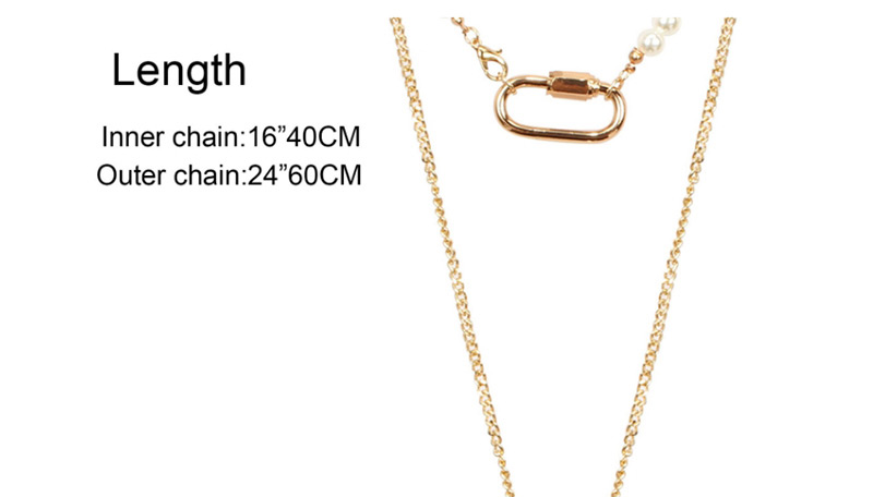 Fashion Gold Locked Love Imitation Pearl Necklace,Multi Strand Necklaces