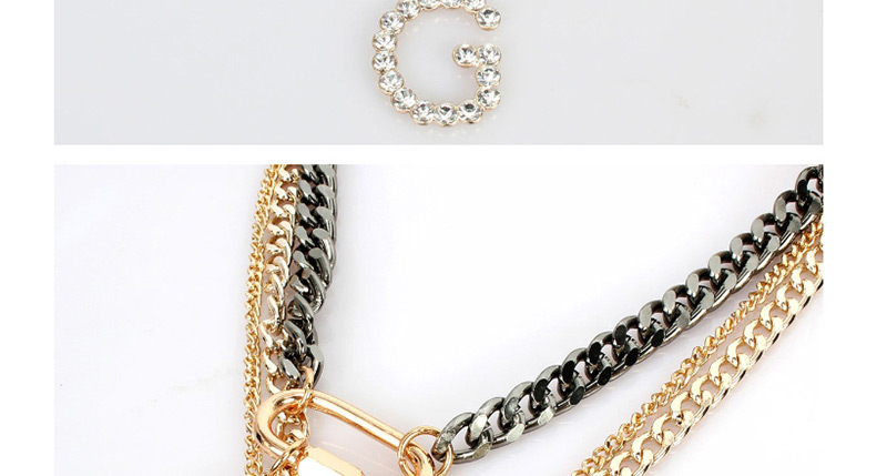 Fashion Gold Digital Letter Lock Necklace,Multi Strand Necklaces