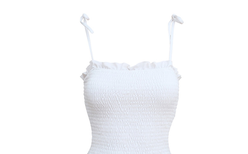 Fashion White Wrinkled Lace Bandage One-piece Swimsuit,One Pieces