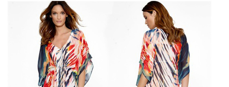 Fashion Color Chiffon Printed Blouse,Sunscreen Shirts