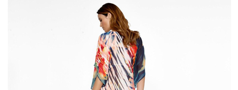 Fashion Color Chiffon Printed Blouse,Sunscreen Shirts