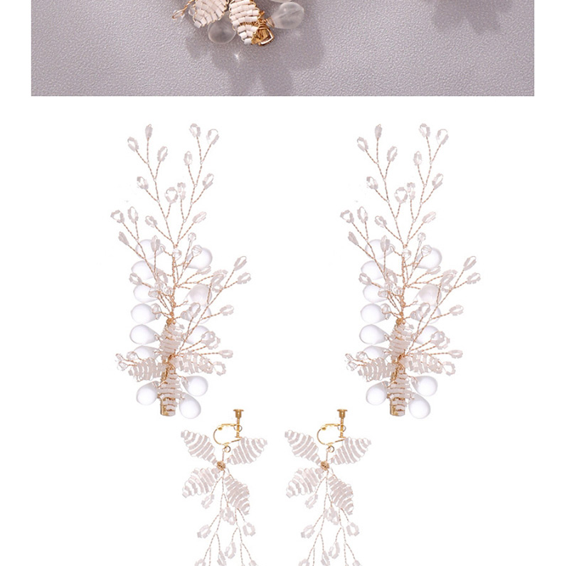 Fashion Gold Woven Crystal Flower Hair Clip Earrings Set,Bridal Headwear