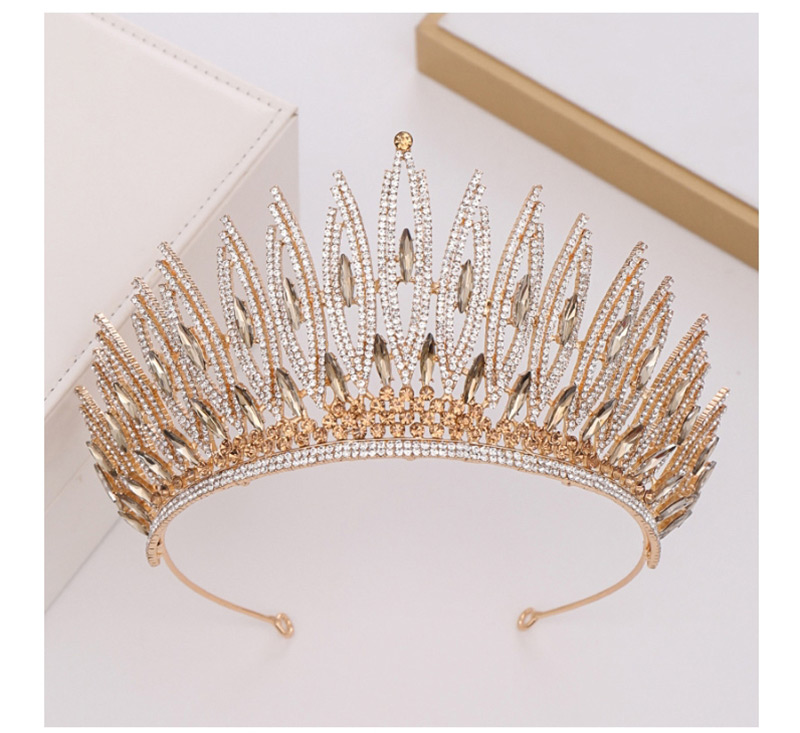 Fashion Gold Large Crystal Crown Headband,Head Band