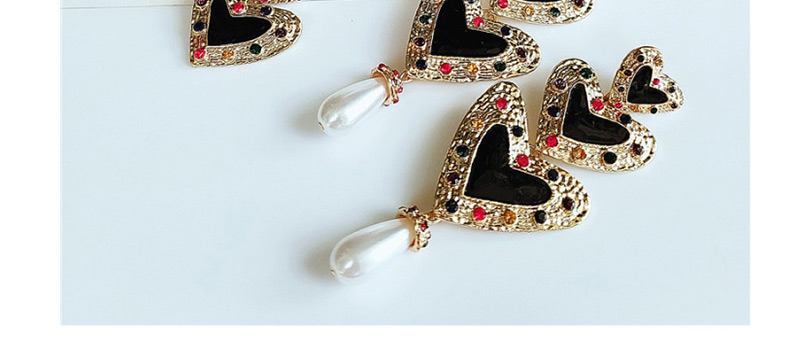 Fashion Black Drip Oil Love Diamond Earrings,Drop Earrings