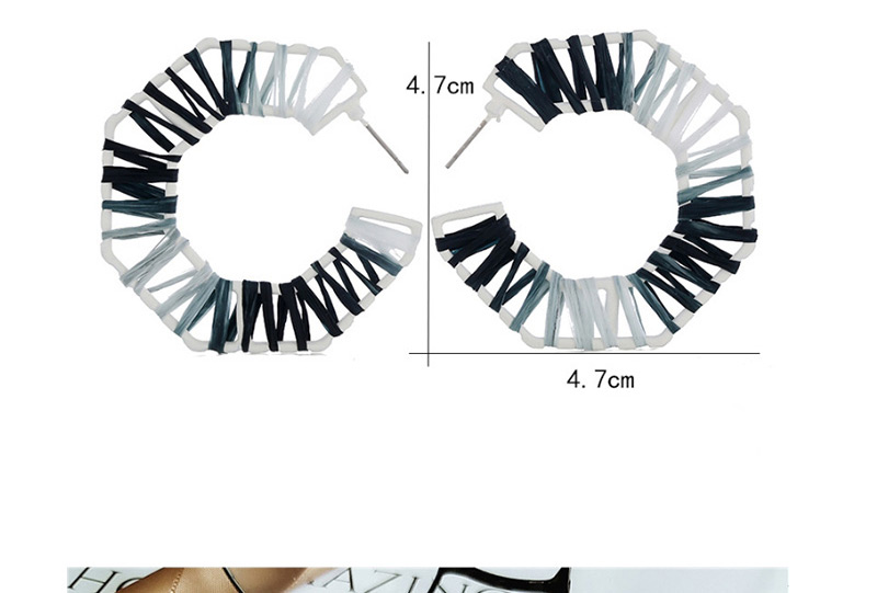 Fashion Black Braided Geometric C-shaped Semi-circular Alloy Earrings,Hoop Earrings