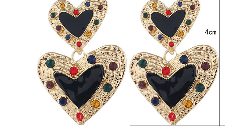Fashion Black Metal Pearl Heart Tassel Earrings,Drop Earrings