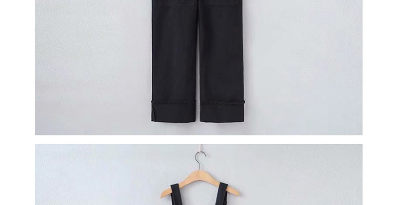 Fashion Black Cuffed Strap Jeans,Pants