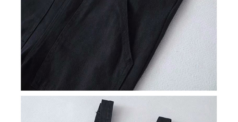 Fashion Black Cuffed Strap Jeans,Pants