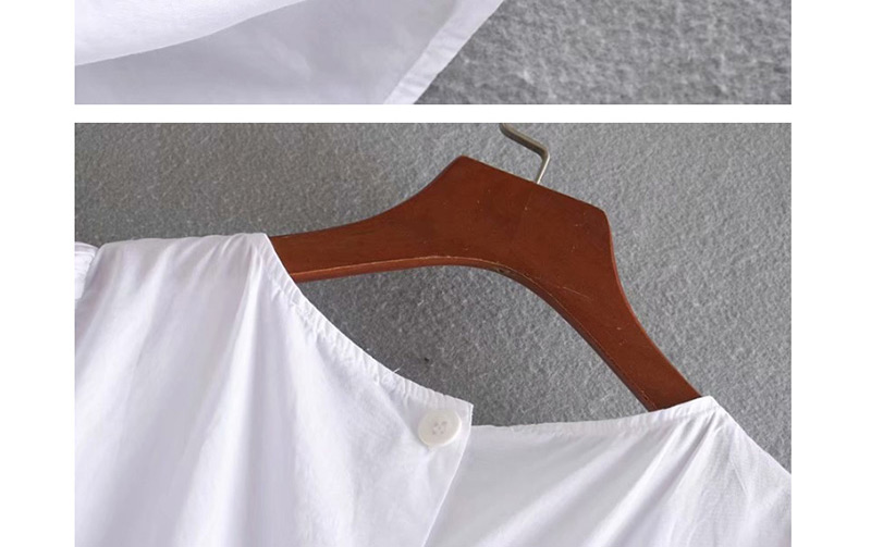 Fashion White Wavy-edged Poplin Shirt,Blouses