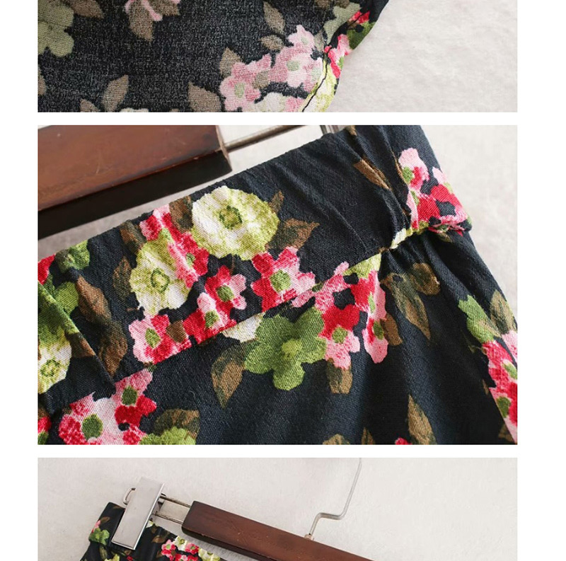Fashion Black Flower Print Skirt,Skirts