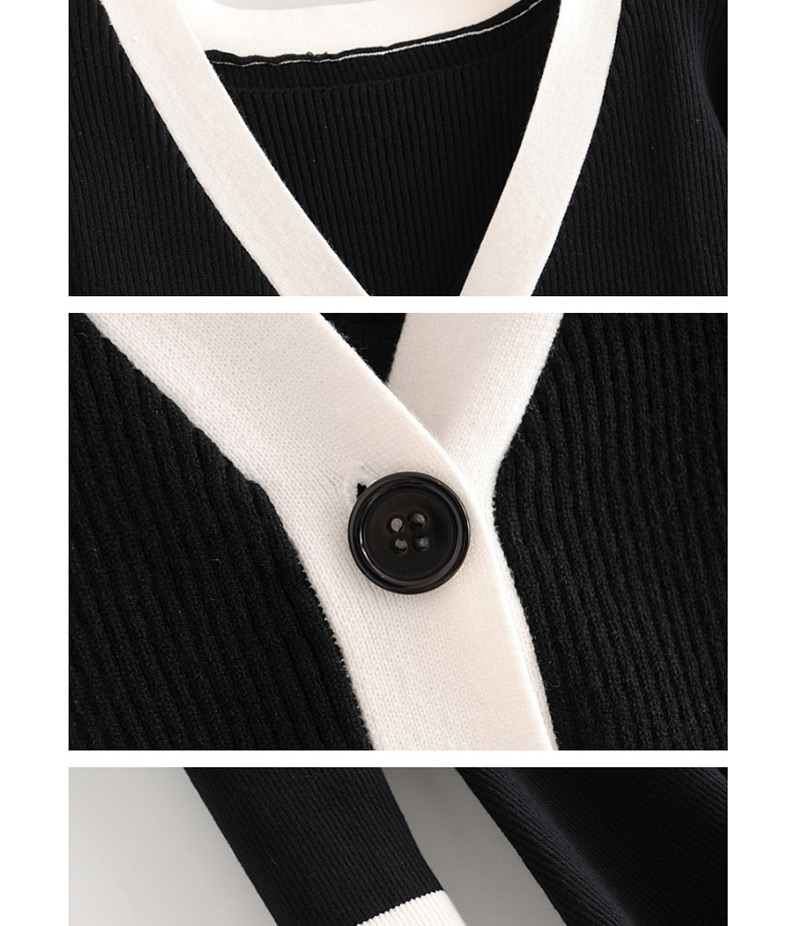 Fashion Black Vest Skirt Cardigan Knit Two-piece,Mini & Short Dresses