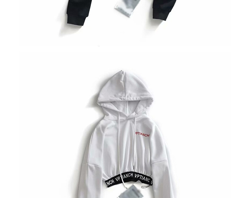 Fashion White Letter Printed Hooded Sweater,Hoodies