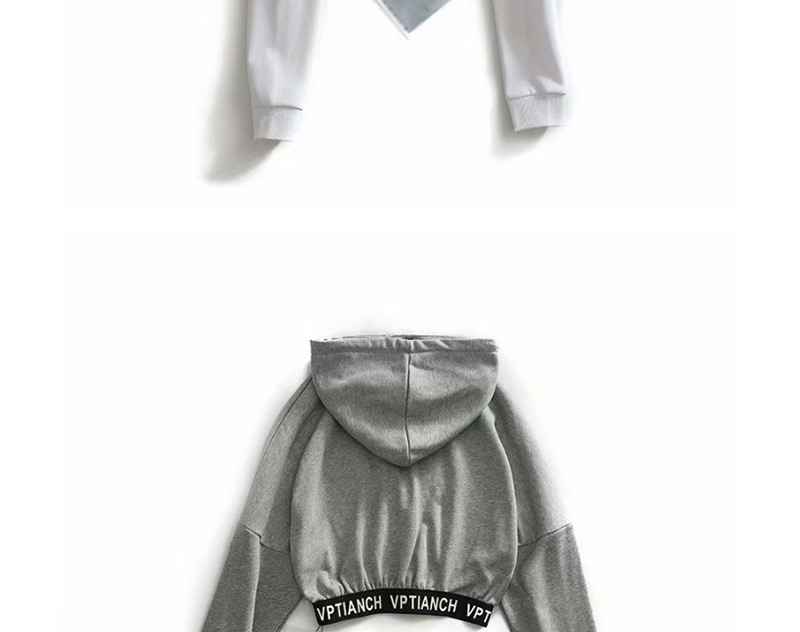 Fashion Gray Letter Printed Hooded Sweater,Hoodies