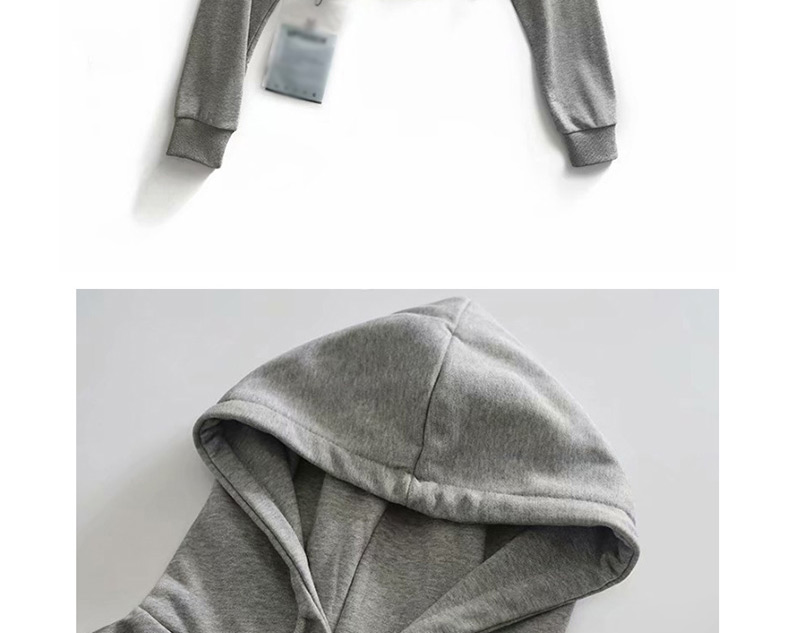 Fashion Gray Letter Printed Hooded Sweater,Hoodies