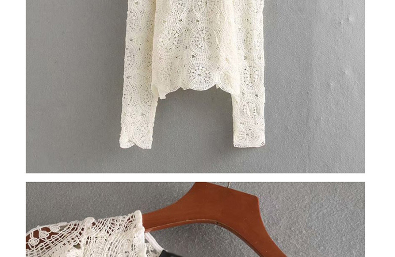 Fashion White Crocheted Openwork Top,Blouses