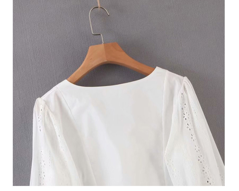 Fashion White Lace Stitching Collar Shirt,Blouses