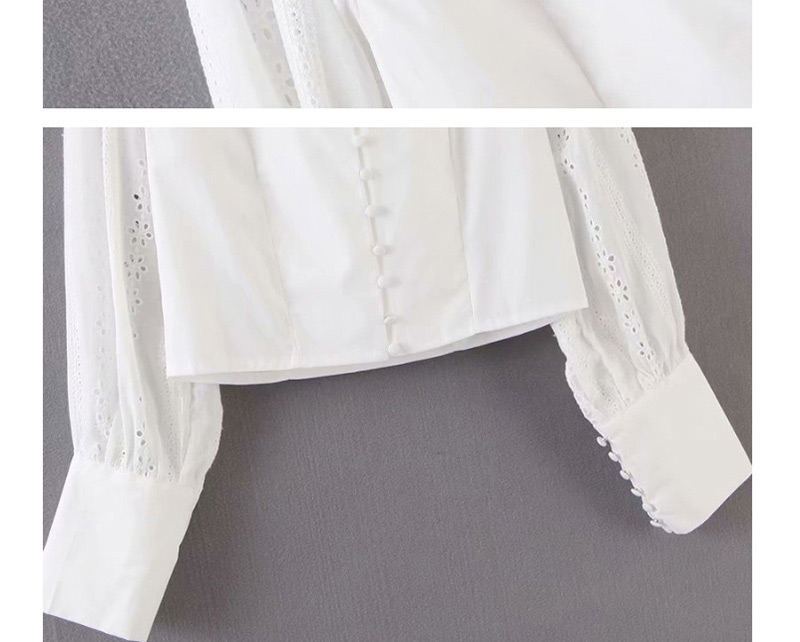 Fashion White Lace Stitching Collar Shirt,Blouses