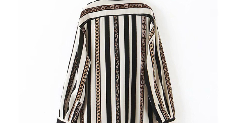 Fashion White Vertical Stripes Hot Stamping Shirt,Blouses
