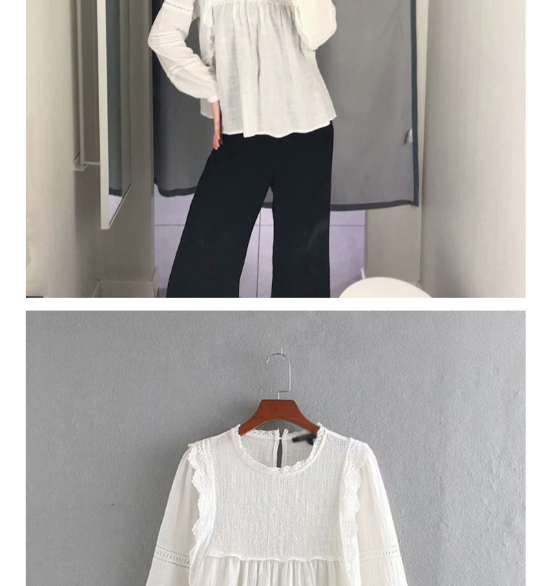 Fashion White Lace Stitching Shirt,Blouses