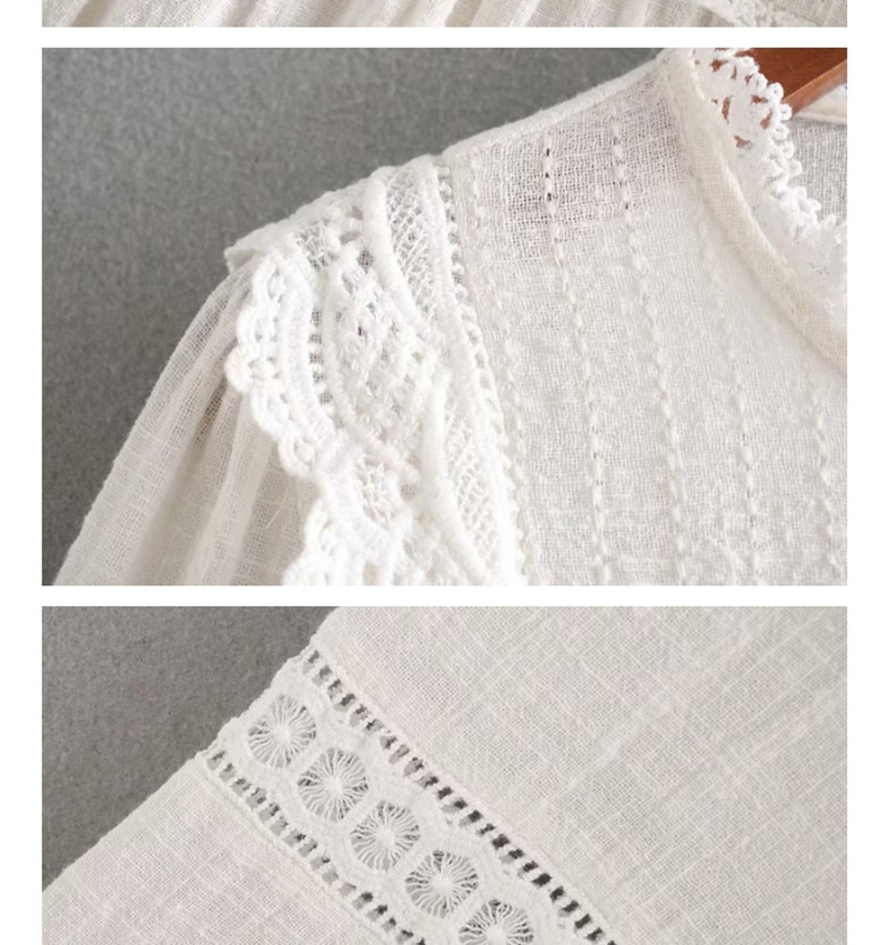 Fashion White Lace Stitching Shirt,Blouses