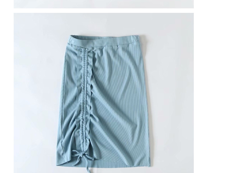 Fashion Blue Drawstring Skirt,Skirts