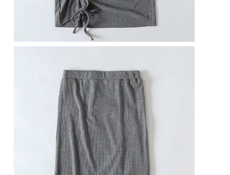 Fashion Gray Drawstring Skirt,Skirts