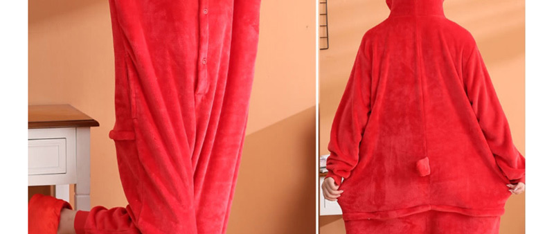  Red Shiba Inu Flannel Cartoon One-piece Pajamas,Cartoon Pajama