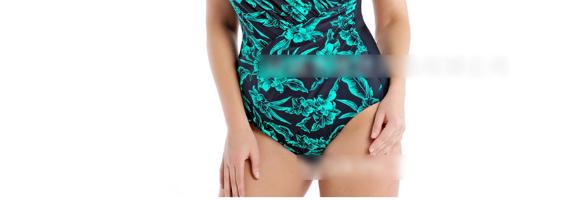  Green Pleated Cross-piece Swimsuit,Swimwear Plus Size