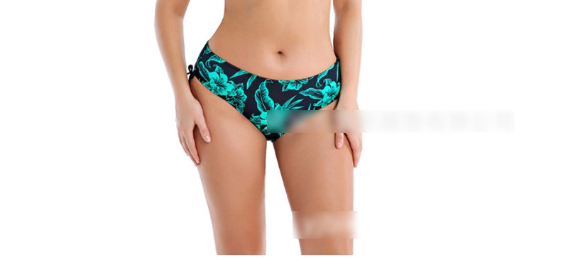  Green Printed High Waist Split Swimsuit,Swimwear Plus Size