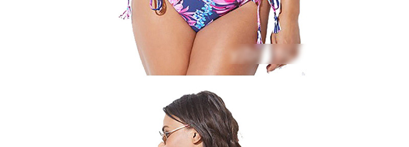  Purple Printed Tether Split Swimsuit,Swimwear Plus Size