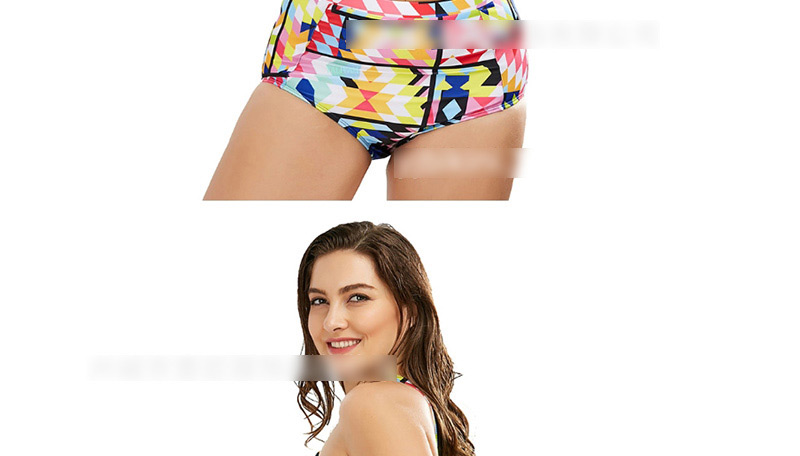  Stripe Printed Striped High Waist Split Swimsuit,Swimwear Plus Size