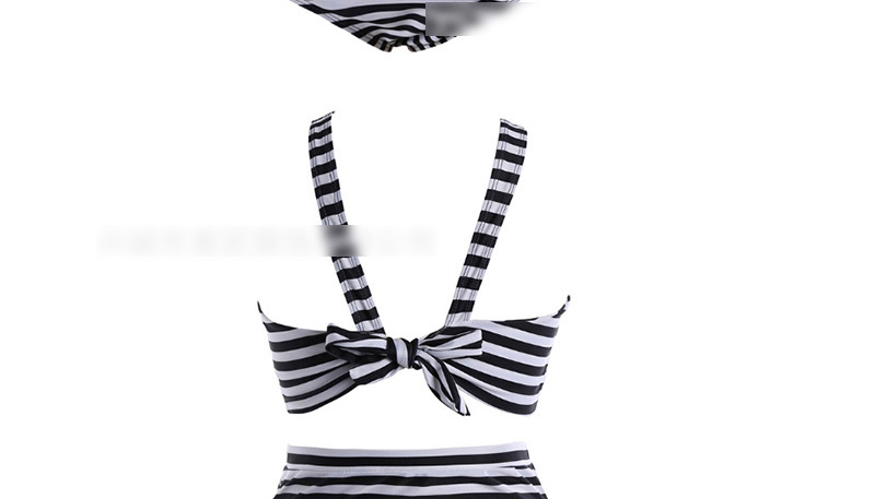  Stripe Printed Striped High Waist Split Swimsuit,Swimwear Plus Size