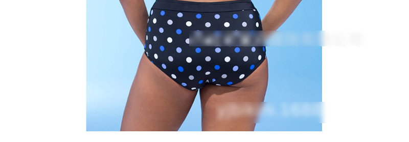  Black Polka-dot High Waist Split Swimsuit,Swimwear Plus Size