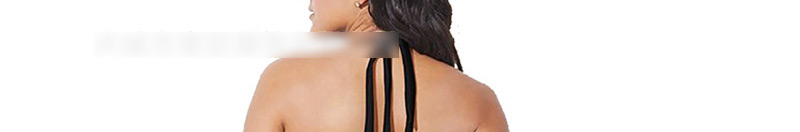  Black Lace-up Striped Swimsuit,Swimwear Plus Size