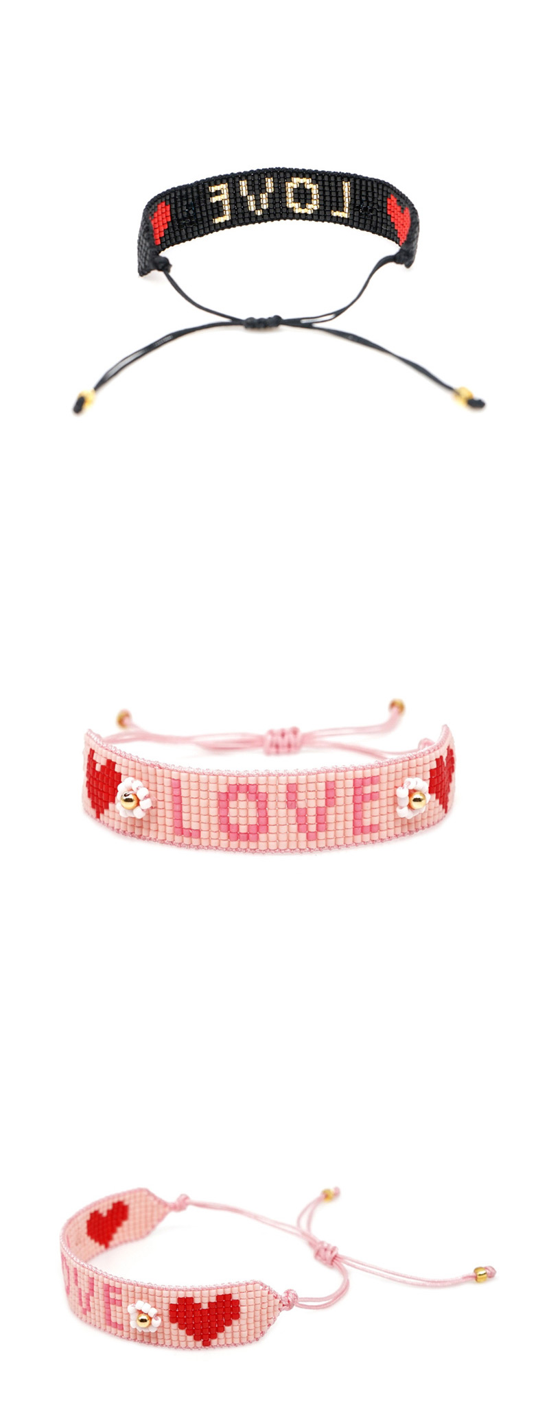  Red Rice Beads Woven Letters Love Bracelet,Beaded Bracelet