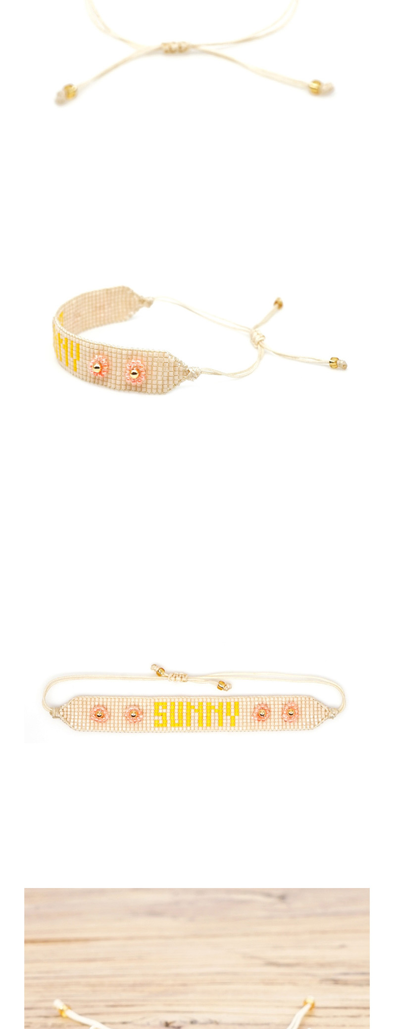  Yellow Rice Beads Woven Letters Love Bracelet,Beaded Bracelet