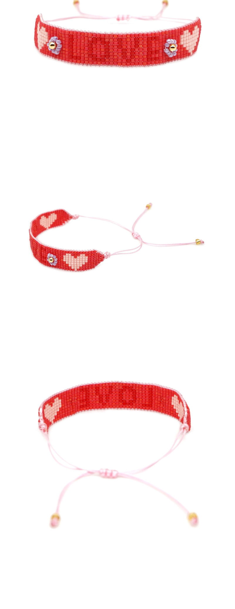  Red Rice Beads Woven Letters Love Bracelet,Beaded Bracelet