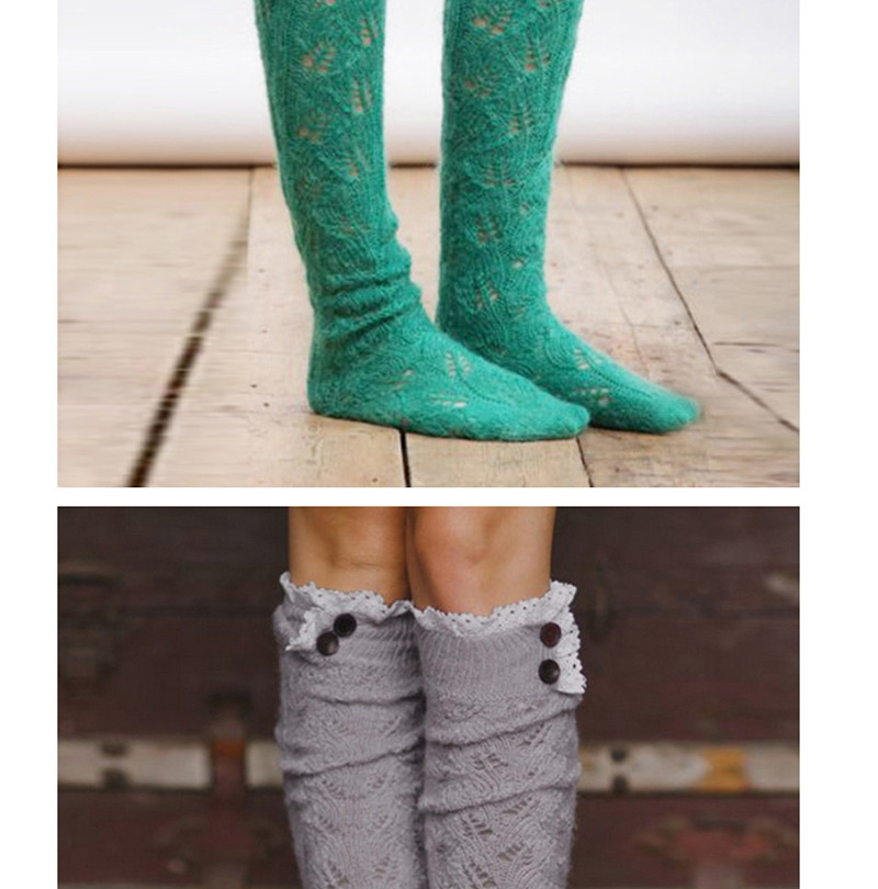 Fashion Gray Lace Side Tube Pile Wool Socks,Fashion Socks