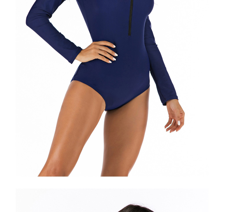 Fashion Dark Blue Siamese Short-sleeved Surf Suit,One Pieces