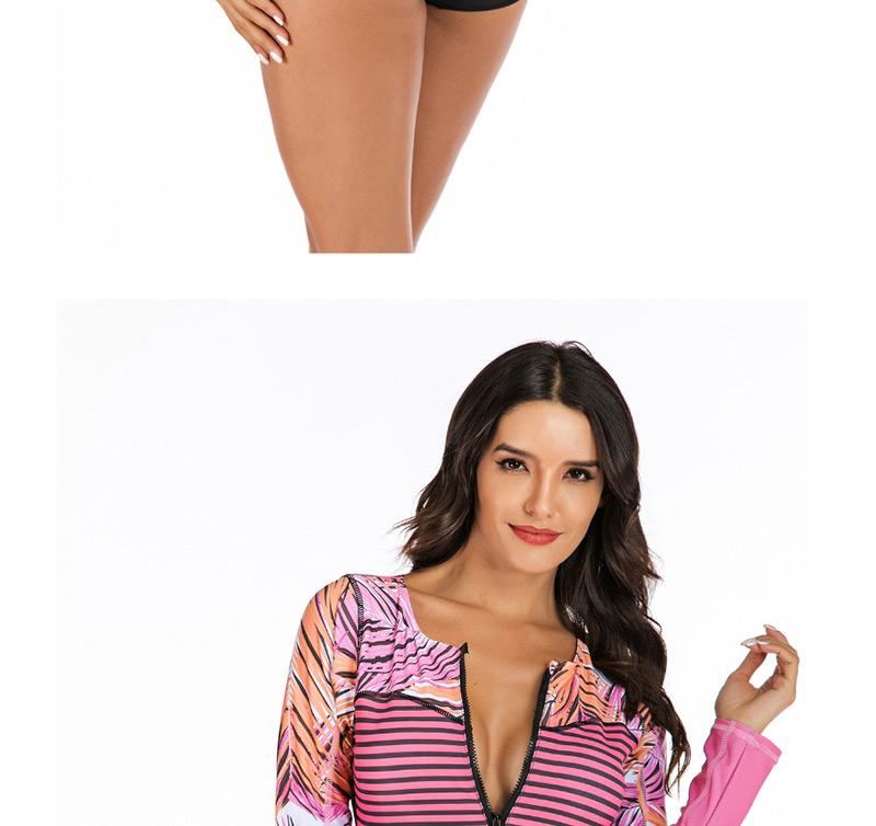 Fashion Pink Siamese Short-sleeved Surf Suit,One Pieces