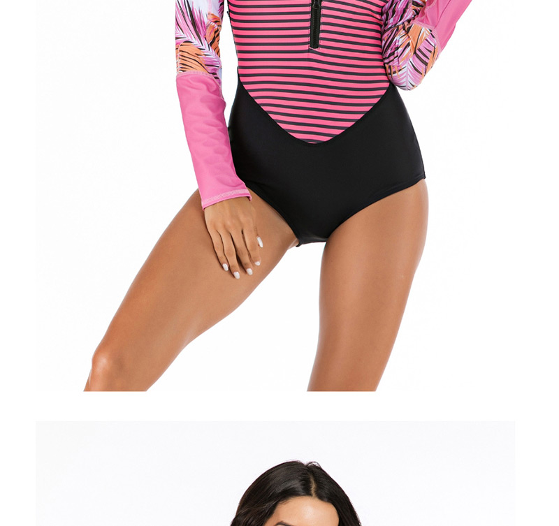 Fashion Pink Siamese Short-sleeved Surf Suit,One Pieces