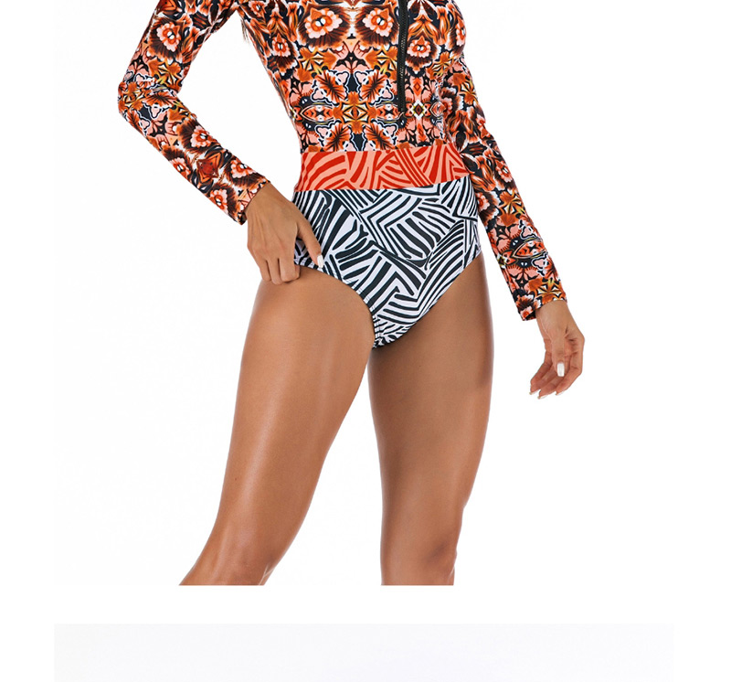 Fashion Orange Siamese Short-sleeved Surf Suit,One Pieces