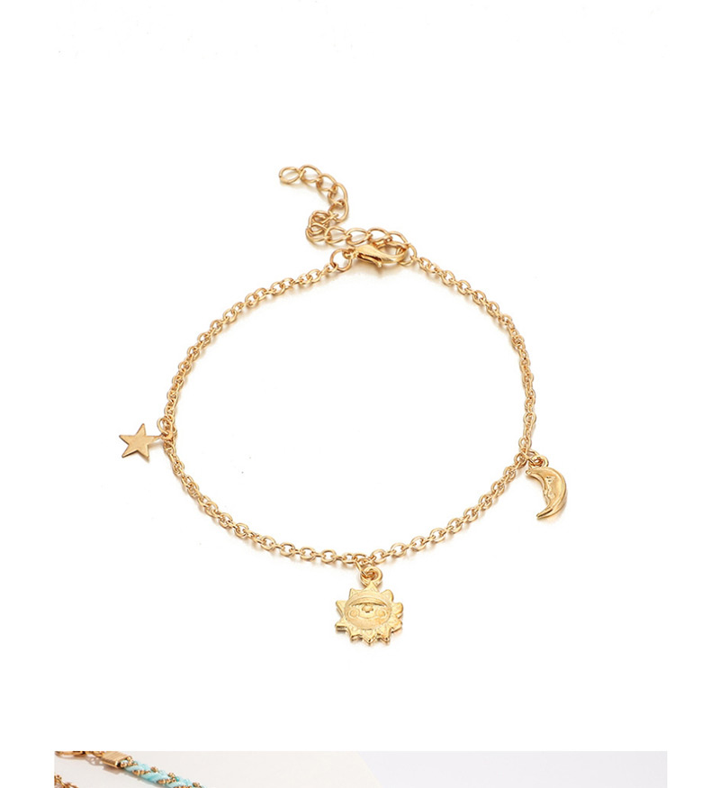 Fashion Gold Alloy Sun Star Moon Baby Heart Shape 4 Layer Anklet,Fashion Anklets