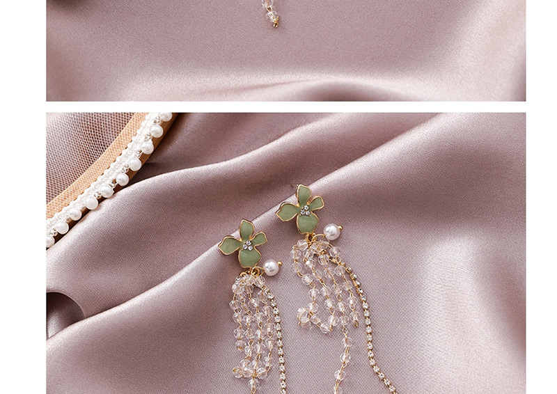 Fashion Gold  Silver Needle Flower Crystal Rhinestone Tassel Earrings,Drop Earrings