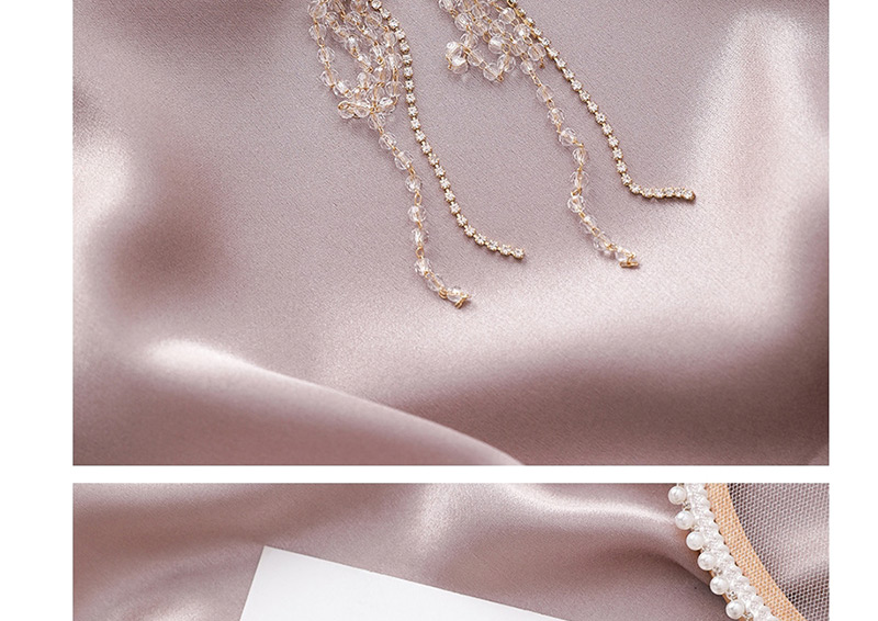 Fashion Gold  Silver Needle Flower Crystal Rhinestone Tassel Earrings,Drop Earrings