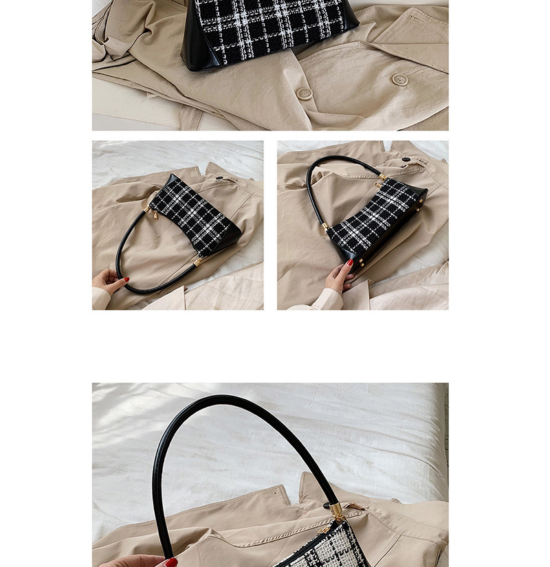 Fashion Black Plaid Shoulder Diagonal Tote,Messenger bags