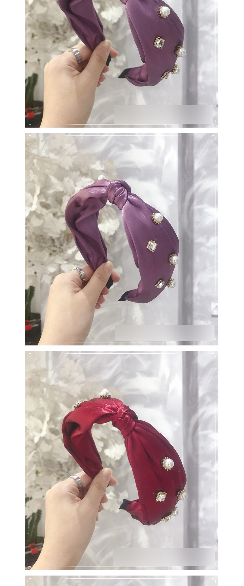 Fashion Purple Knotted Diamond Wide-brimmed Headband,Head Band