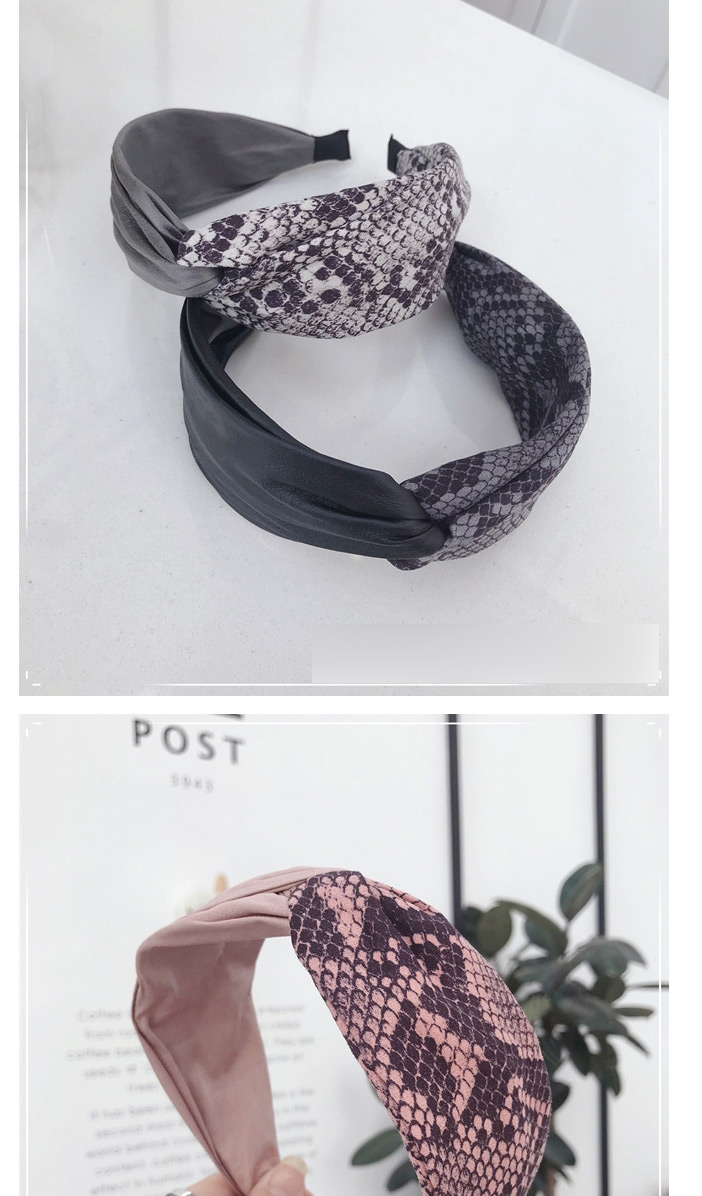 Fashion Gray Snake Pu Suede Cross Hit Color Hook Hook Headband,Head Band
